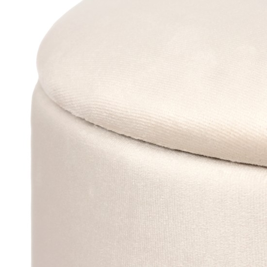 Σκαμπό-μπαούλο Terina  βελούδο κρεμ Φ46x42εκ