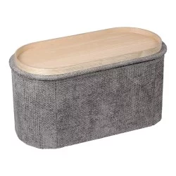 Σκαμπό-μπαούλο Trebia  γκρι ύφασμα 76x38x38εκ