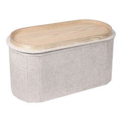 Σκαμπό-μπαούλο Trebia  κρεμ ύφασμα 76x38x38εκ