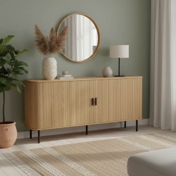 Μπουφές Scandi  MDF φυσικό με μεταλλικά μαύρα πόδια 170x45x80εκ