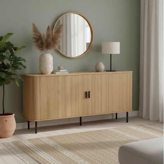Μπουφές Scandi  MDF φυσικό με μεταλλικά μαύρα πόδια 170x45x80εκ