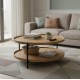 Τραπέζι σαλονιού Portogie  mdf φυσικό-μέταλλο μαύρο Φ80x40εκ