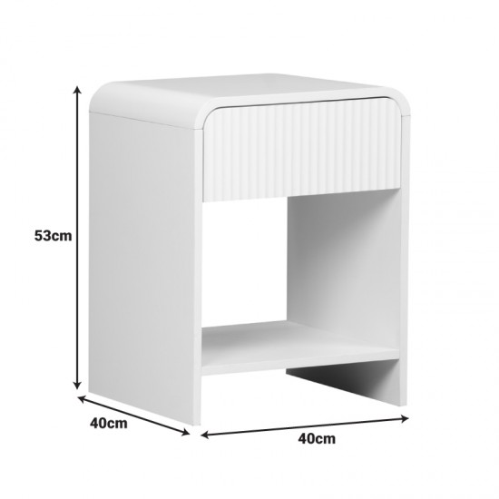 Κομοδίνο Zeplen MDF σε λευκή απόχρωση 40x40x53εκ Κομοδίνο Zeplen MDF σε λευκή απόχρωση 40x40x53εκ