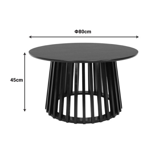 Τραπέζι σαλονιού Domonic  mdf σε μαύρη απόχρωση Φ80x45εκ