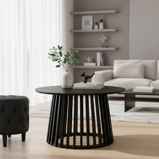 Τραπέζι σαλονιού Domonic  mdf σε μαύρη απόχρωση Φ80x45εκ
