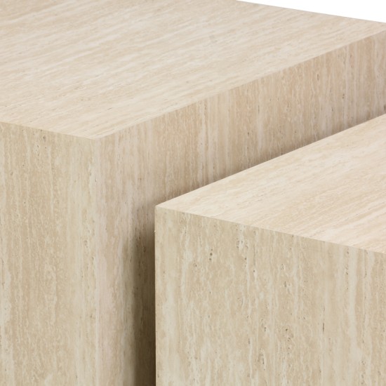 Βοηθητικά τραπέζια Coffina  σετ 2τεμ mdf σε όψη τραβερτίνας