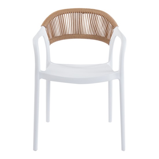 Πολυθρόνα Ankara  στοιβαζόμενη pp-pe rattan σε λευκή-φυσική απόχρωση 54x55.5x77εκ