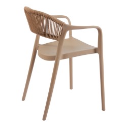 Πολυθρόνα Ankara  στοιβαζόμενη pp-pe rattan σε μόκα-φυσική απόχρωση 54x55.5x77εκ