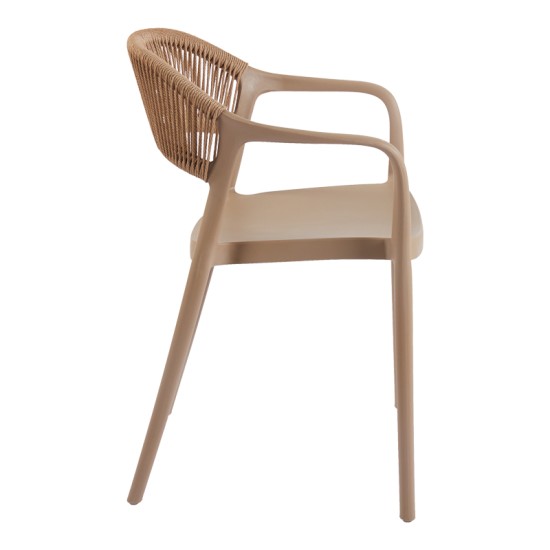 Πολυθρόνα Ankara  στοιβαζόμενη pp-pe rattan σε μόκα-φυσική απόχρωση 54x55.5x77εκ