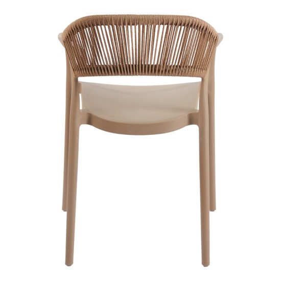 Πολυθρόνα Ankara  στοιβαζόμενη pp-pe rattan σε μόκα-φυσική απόχρωση 54x55.5x77εκ