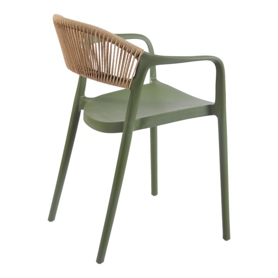 Πολυθρόνα Ankara  στοιβαζόμενη pp-pe rattan σε λαδί-φυσική απόχρωση 54x55.5x77εκ