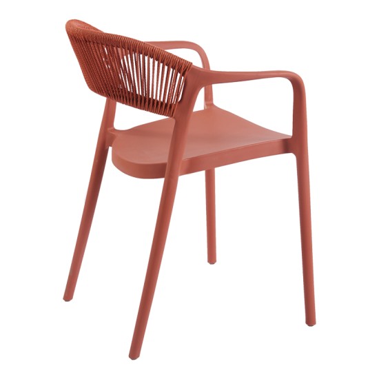 Πολυθρόνα Ankara  στοιβαζόμενη pp-pe rattan σε terracotta απόχρωση 54x55.5x77εκ