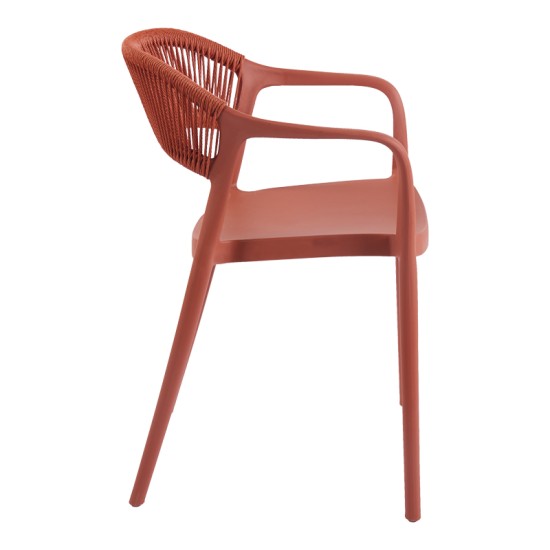 Πολυθρόνα Ankara  στοιβαζόμενη pp-pe rattan σε terracotta απόχρωση 54x55.5x77εκ