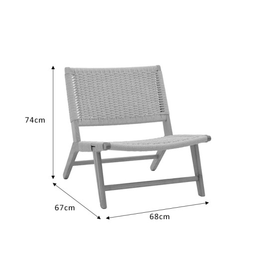 Πολυθρόνα Filippo  ξύλο οξιάς φυσικό-έδρα χρώμα φυσικό σχοινί 68x72x74εκ Model: 263-000012