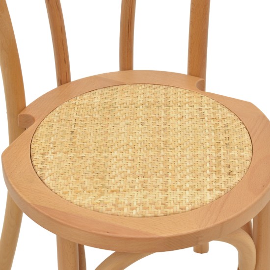 Καρέκλα Azhel  φυσικό ξύλο οξιάς-έδρα φυσικό rattan 41x50x89εκ