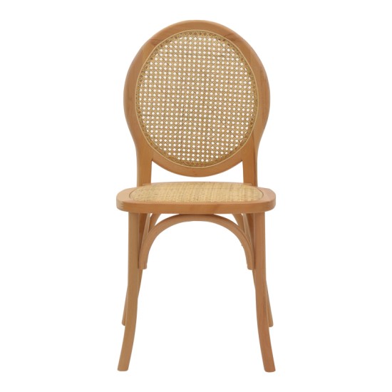 Καρέκλα Camil  φυσικό ξύλο οξιάς-φυσικό rattan 45x50x94εκ Model: 263-000030