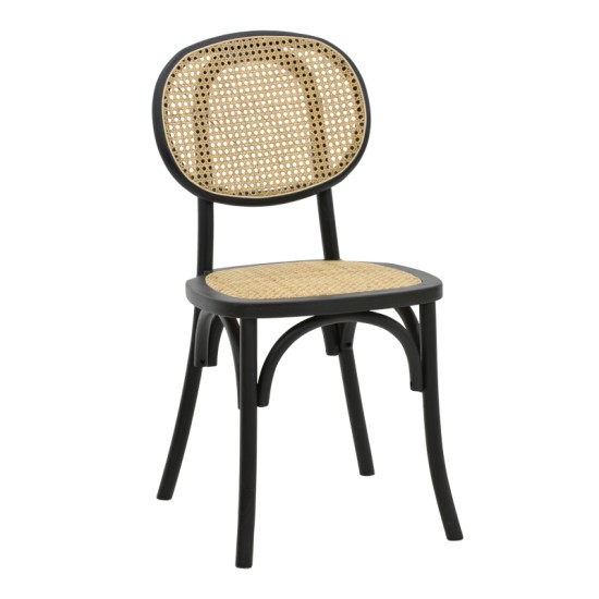 Καρέκλα Zoel  μαύρο ξύλο οξιάς-φυσικό rattan 45x52x82εκ Model: 263-000031