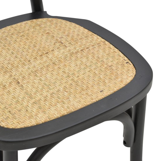 Καρέκλα Zoel  μαύρο ξύλο οξιάς-φυσικό rattan 45x52x82εκ Model: 263-000031