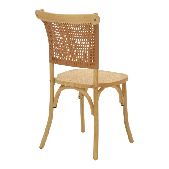 Καρέκλα Karley  φυσικό ξύλο οξιάς-έδρα φυσικό rattan 48x52x89εκ Model: 263-000041