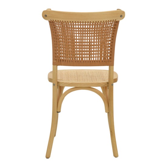 Καρέκλα Karley  φυσικό ξύλο οξιάς-έδρα φυσικό rattan 48x52x89εκ Model: 263-000041