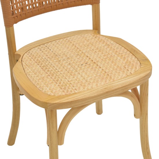 Καρέκλα Karley  φυσικό ξύλο οξιάς-έδρα φυσικό rattan 48x52x89εκ Model: 263-000041