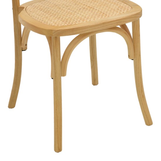 Καρέκλα Karley  φυσικό ξύλο οξιάς-έδρα φυσικό rattan 48x52x89εκ