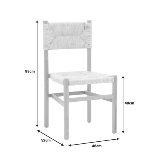 Καρέκλα Oarvine  φυσικό rubberwood-φυσικό σχοινί 46x52x88εκ Model: 263-000042