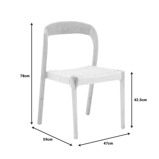 Καρέκλα Tavrine  σχοινί-rubberwood σε φυσική απόχρωση 47x59x78εκ Model: 263-000046