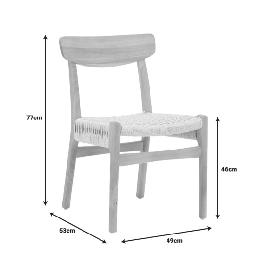 Καρέκλα Eaprine  φυσικό σχοινί-rubberwood 49x53x77εκ Model: 263-000047