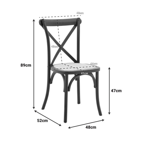 Καρέκλα Dylon  στοιβαζόμενη ξύλο οξιάς-rattan άβαφη 48x52x89εκ