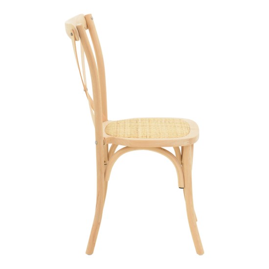 Καρέκλα Dylon  στοιβαζόμενη ξύλο οξιάς-rattan άβαφη 48x52x89εκ
