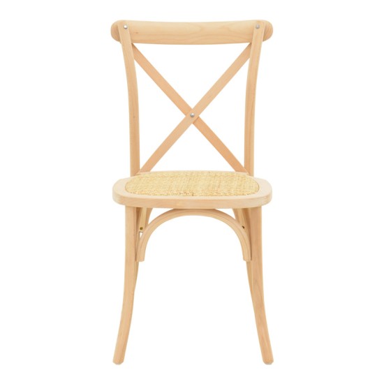 Καρέκλα Dylon  στοιβαζόμενη ξύλο οξιάς-rattan άβαφη 48x52x89εκ