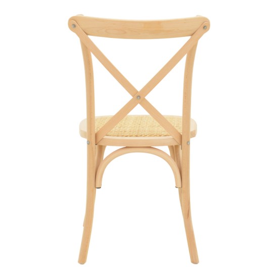 Καρέκλα Dylon  στοιβαζόμενη ξύλο οξιάς-rattan άβαφη 48x52x89εκ