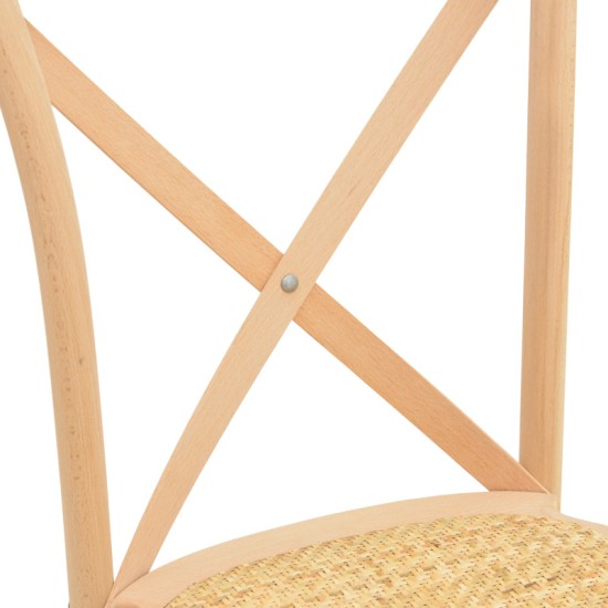 Καρέκλα Dylon  στοιβαζόμενη ξύλο οξιάς-rattan άβαφη 48x52x89εκ