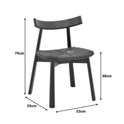 Καρέκλα Clareta  rubberwood-σχοινί σε μαύρη απόχρωση 53x55x79εκ