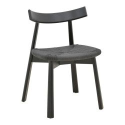 Καρέκλα Clareta  rubberwood-σχοινί σε μαύρη απόχρωση 53x55x79εκ