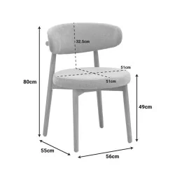 Καρέκλα Luben  ύφασμα καφέ - rubberwood σε φυσική απόχρωση 53x54x79εκ