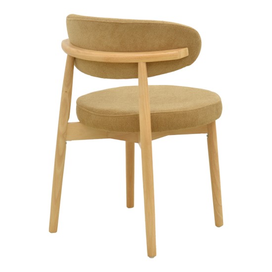 Καρέκλα Luben  ύφασμα καφέ - rubberwood σε φυσική απόχρωση 53x54x79εκ