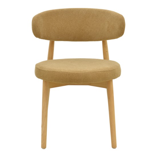 Καρέκλα Luben  ύφασμα καφέ - rubberwood σε φυσική απόχρωση 53x54x79εκ