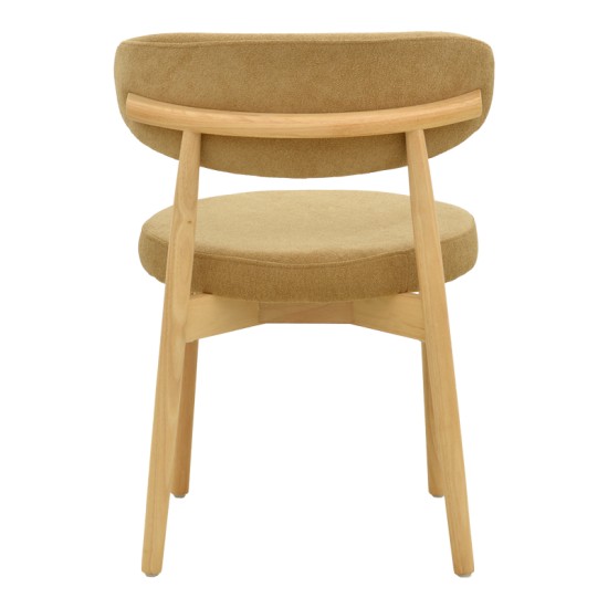 Καρέκλα Luben  ύφασμα καφέ - rubberwood σε φυσική απόχρωση 53x54x79εκ