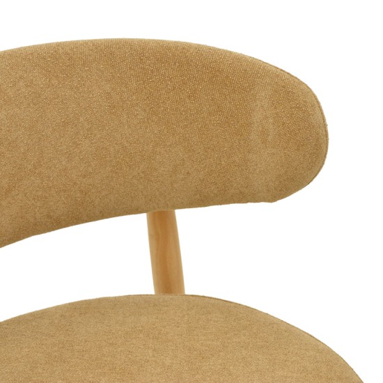 Καρέκλα Luben  ύφασμα καφέ - rubberwood σε φυσική απόχρωση 53x54x79εκ