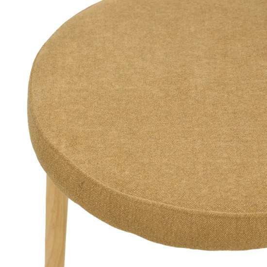 Καρέκλα Luben  ύφασμα καφέ - rubberwood σε φυσική απόχρωση 53x54x79εκ