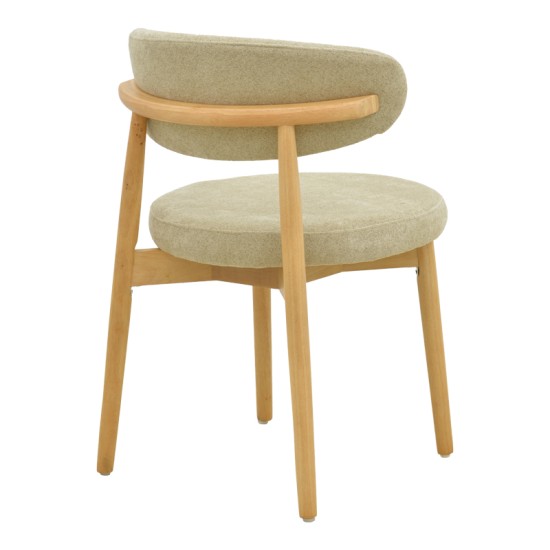 Καρέκλα Luben  ύφασμα γκρι - rubberwood σε φυσική απόχρωση 53x54x79εκ