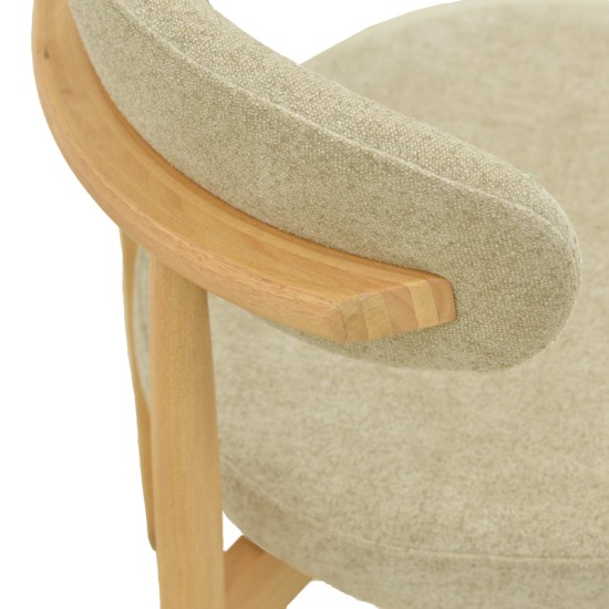 Καρέκλα Luben  ύφασμα γκρι - rubberwood σε φυσική απόχρωση 53x54x79εκ