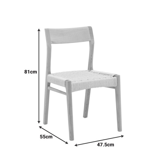 Καρέκλα Karlinda  ξύλο οξιάς-έδρα σχοινί σε φυσική απόχρωση 47.5x55x81εκ