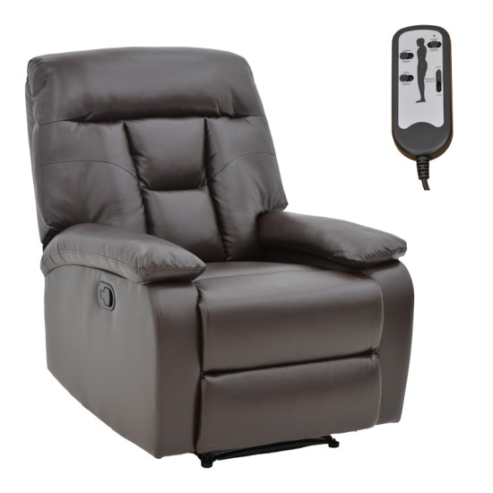 Πολυθρόνα relax με μηχανισμό massage Terpsi  καφέ PU 80x94x100εκ Model: 269-000011