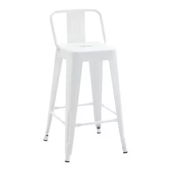 Σκαμπό μπαρ μεσαίου ύψους με πλάτη Utopia  μέταλλο σε λευκή απόχρωση 42x42x86εκ