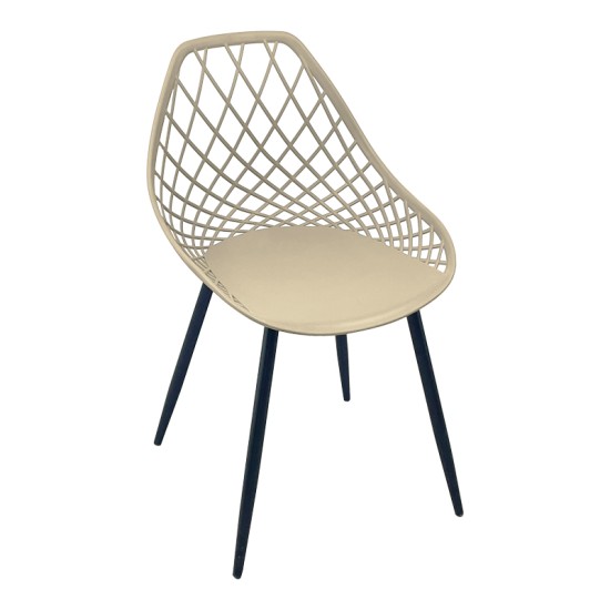 Καρέκλα Suan  cappuccino pp-πόδι μαύρο μέταλλο 49x51x86εκ