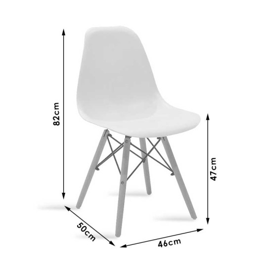 Καρέκλα Julita  PP λευκό-φυσικό πόδι 46x50x82εκ Model: 271-000004