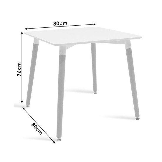 Τραπέζι Natali  MDF μαύρο-πόδια φυσικό 80x80x76εκ